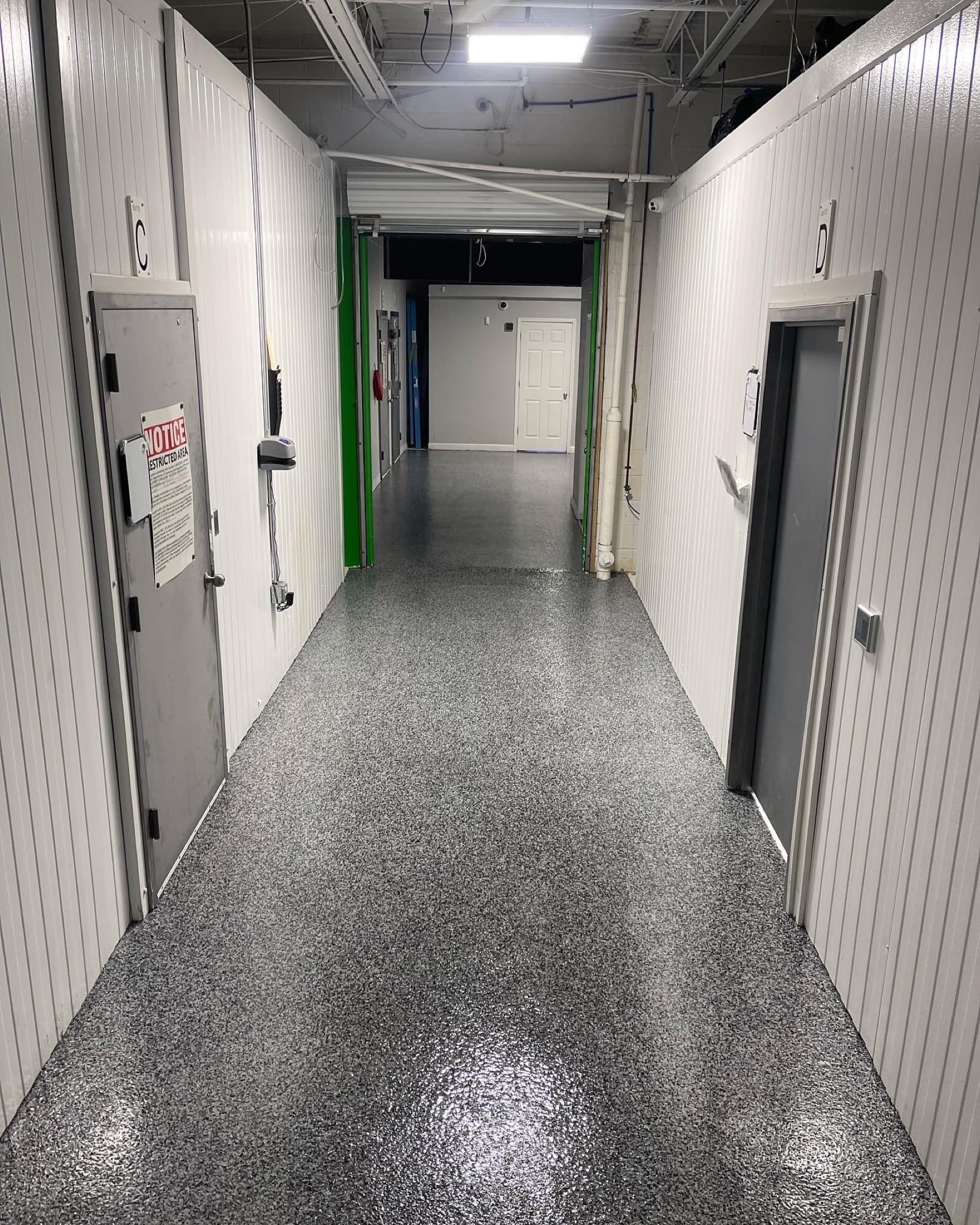 Coated commercial corridor floor