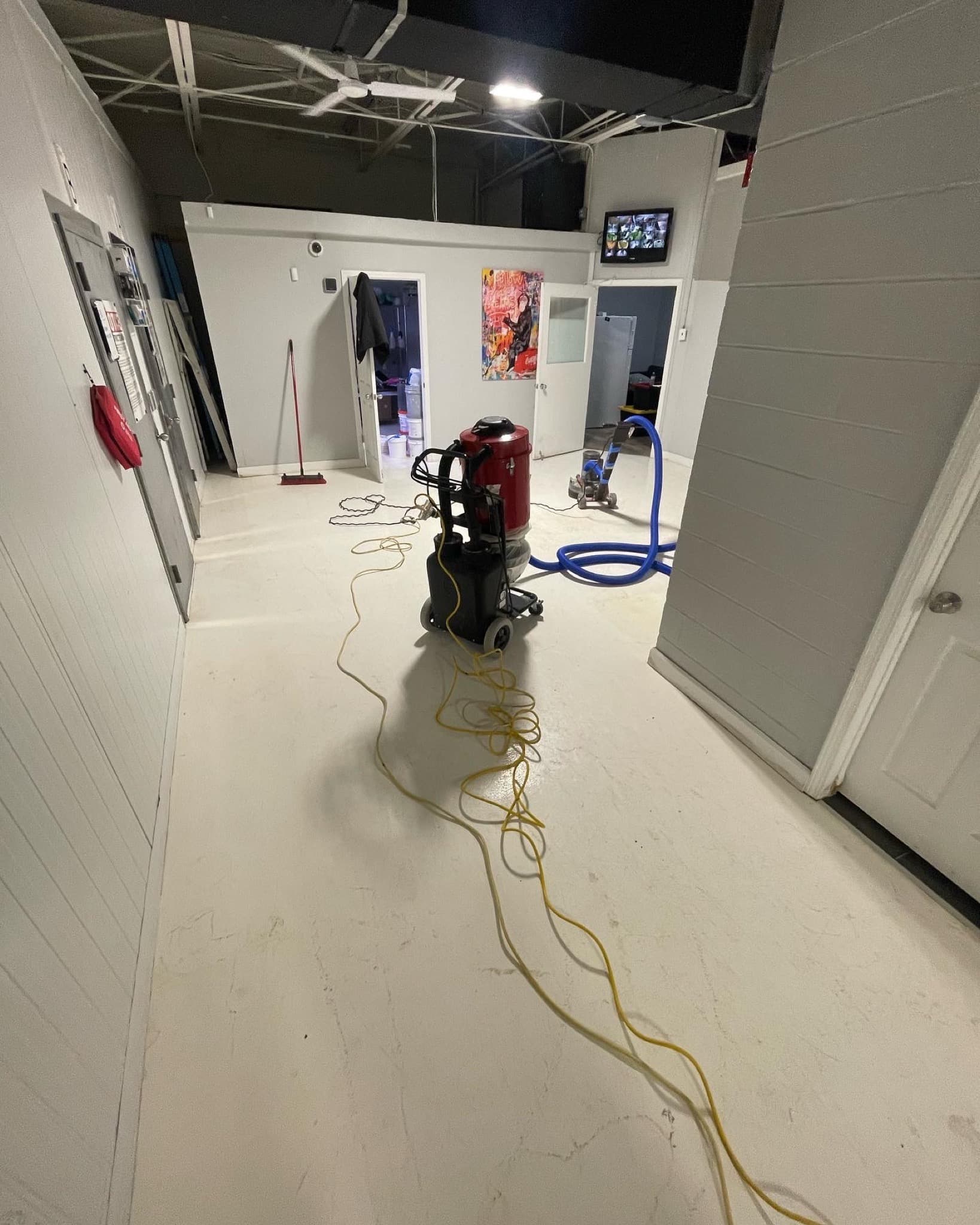 Commercial floor prep equipment staged on site