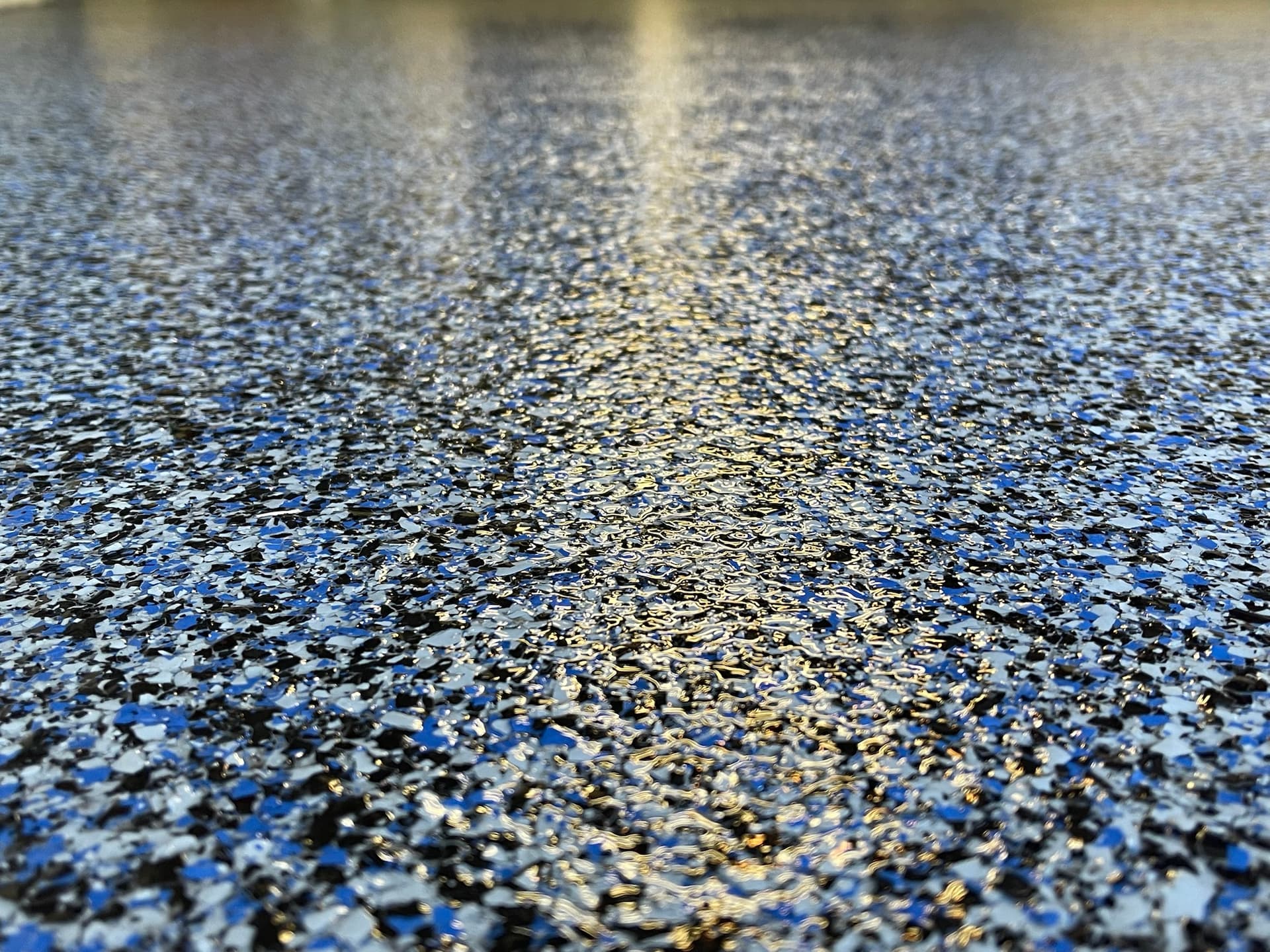 Close-up of blue flake floor texture