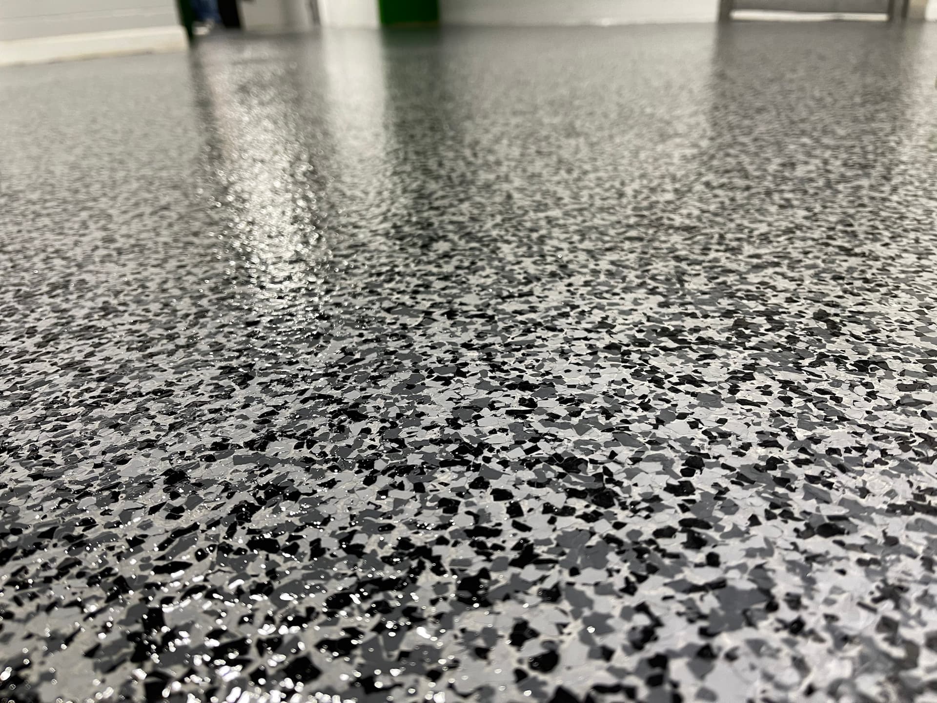 Grey flake floor from a low angle