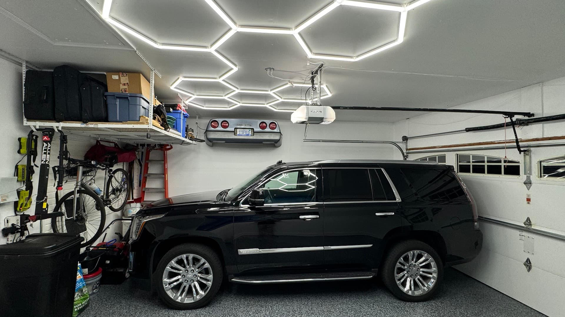 Finished garage floor with sports car